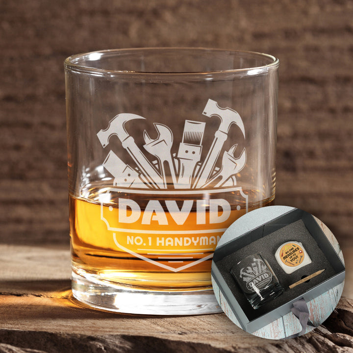 Personalised No.1 Handyman Whiskey Glass Tumbler