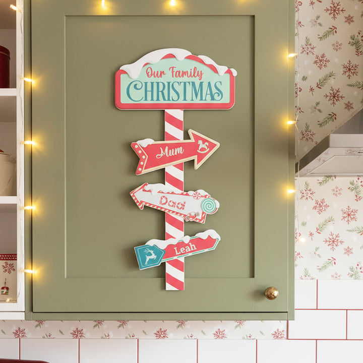 North Pole Family Christmas Wall Hanging Sign