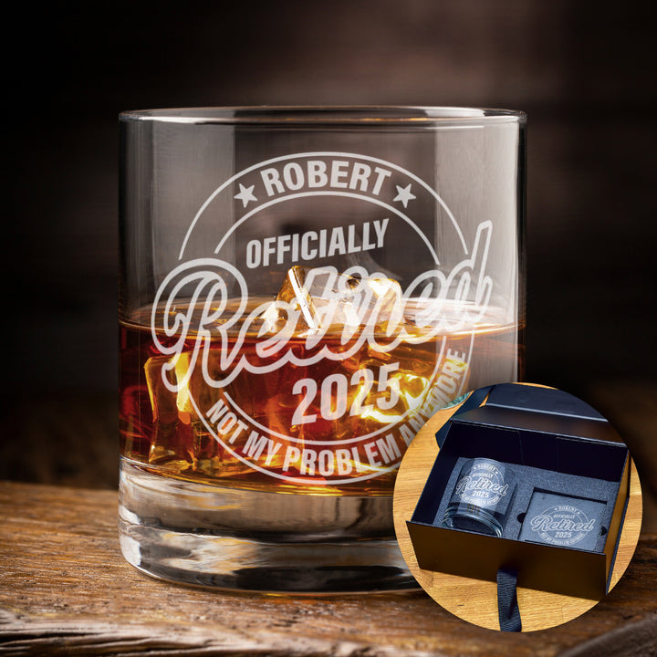Officially Retired Retirement Whiskey Glass Tumbler