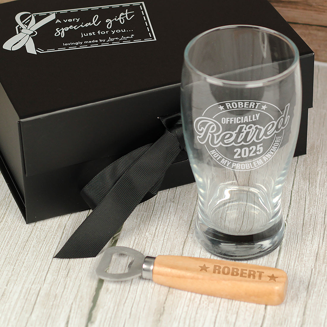Officially Retired Engraved Pint Glass Retirement Gift