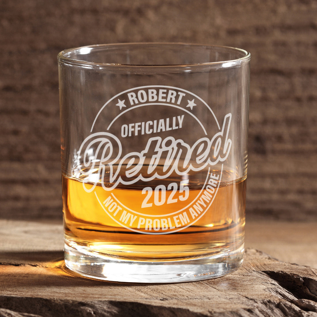 Officially Retired Retirement Whiskey Glass Tumbler