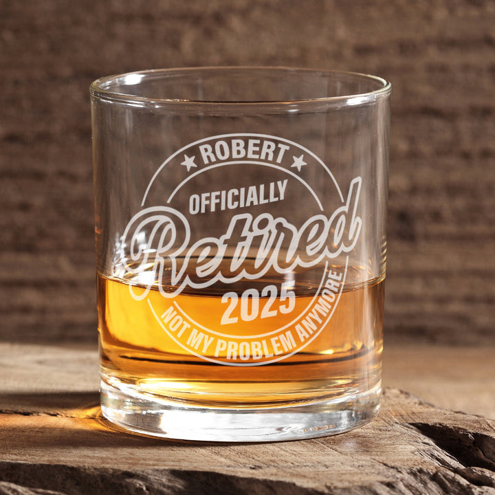Officially Retired Retirement Whiskey Glass Tumbler