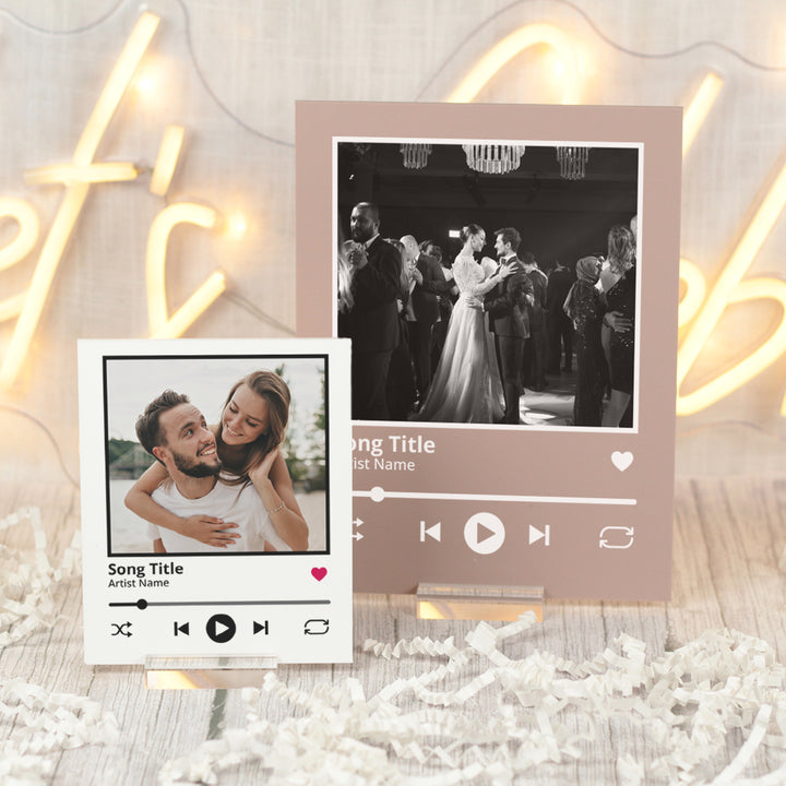 Polaroid Photo and Song Keepsake Sign with Stand