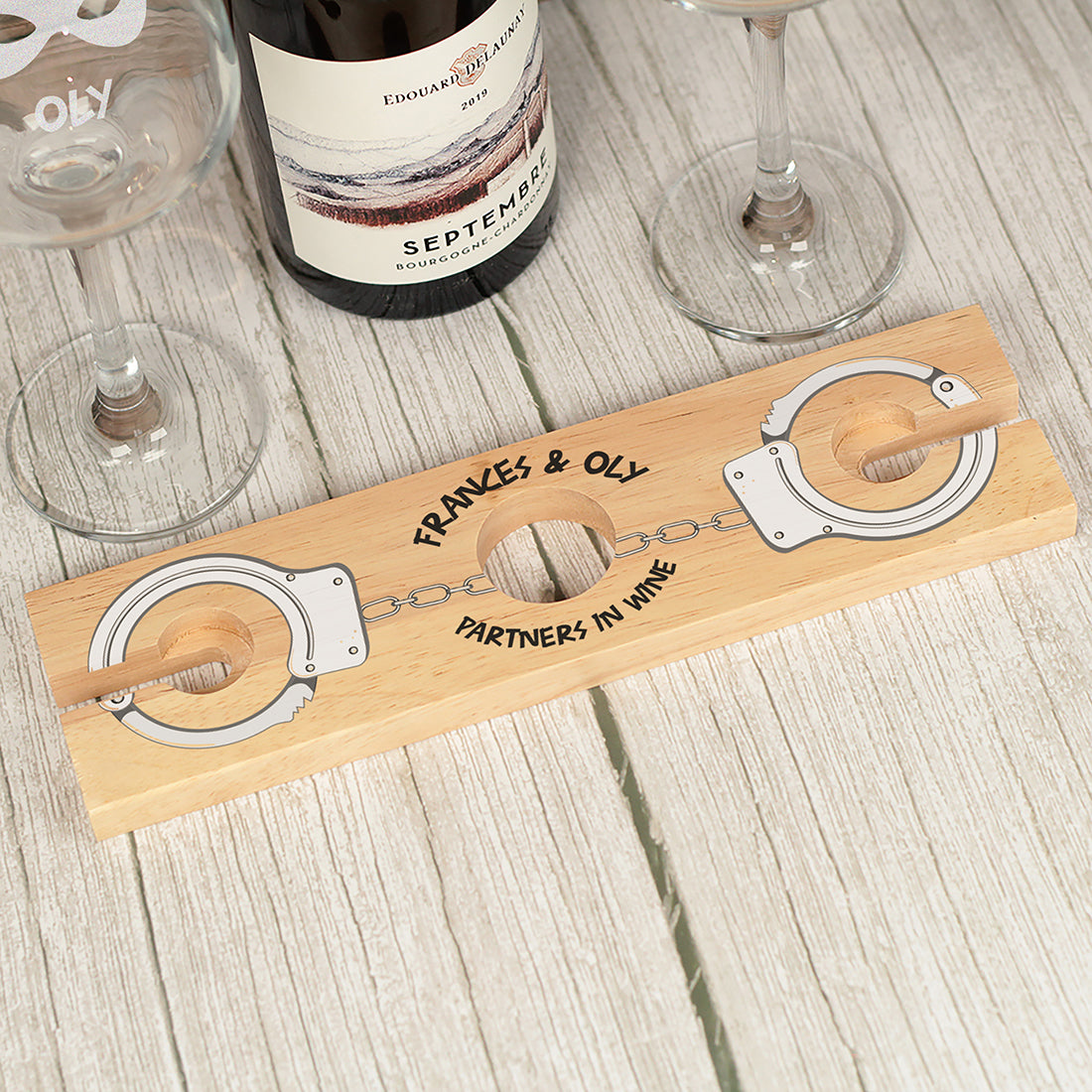 Partners in Wine Bottle Butler and Glasses Holder