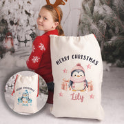 Personalised Penguin Large Christmas Santa Gift Sack