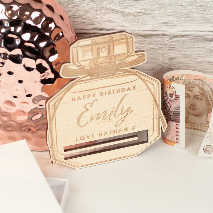 Wooden Perfume Bottle Birthday Money Voucher Holder Gift Card-Love Lumi Ltd