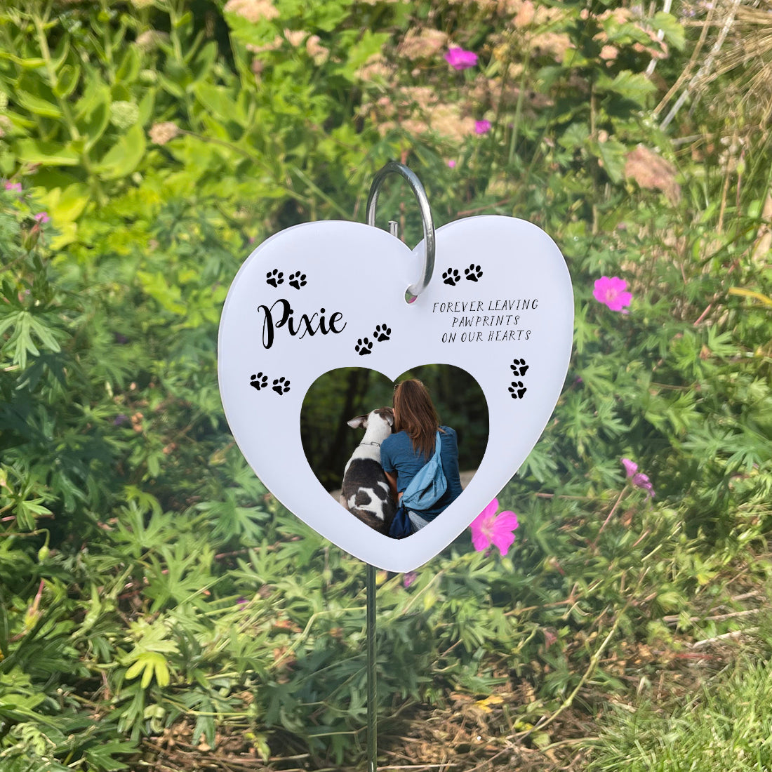 Acrylic Heart Pet Photo Memorial Garden Tag Wire Holder-Love Lumi Ltd