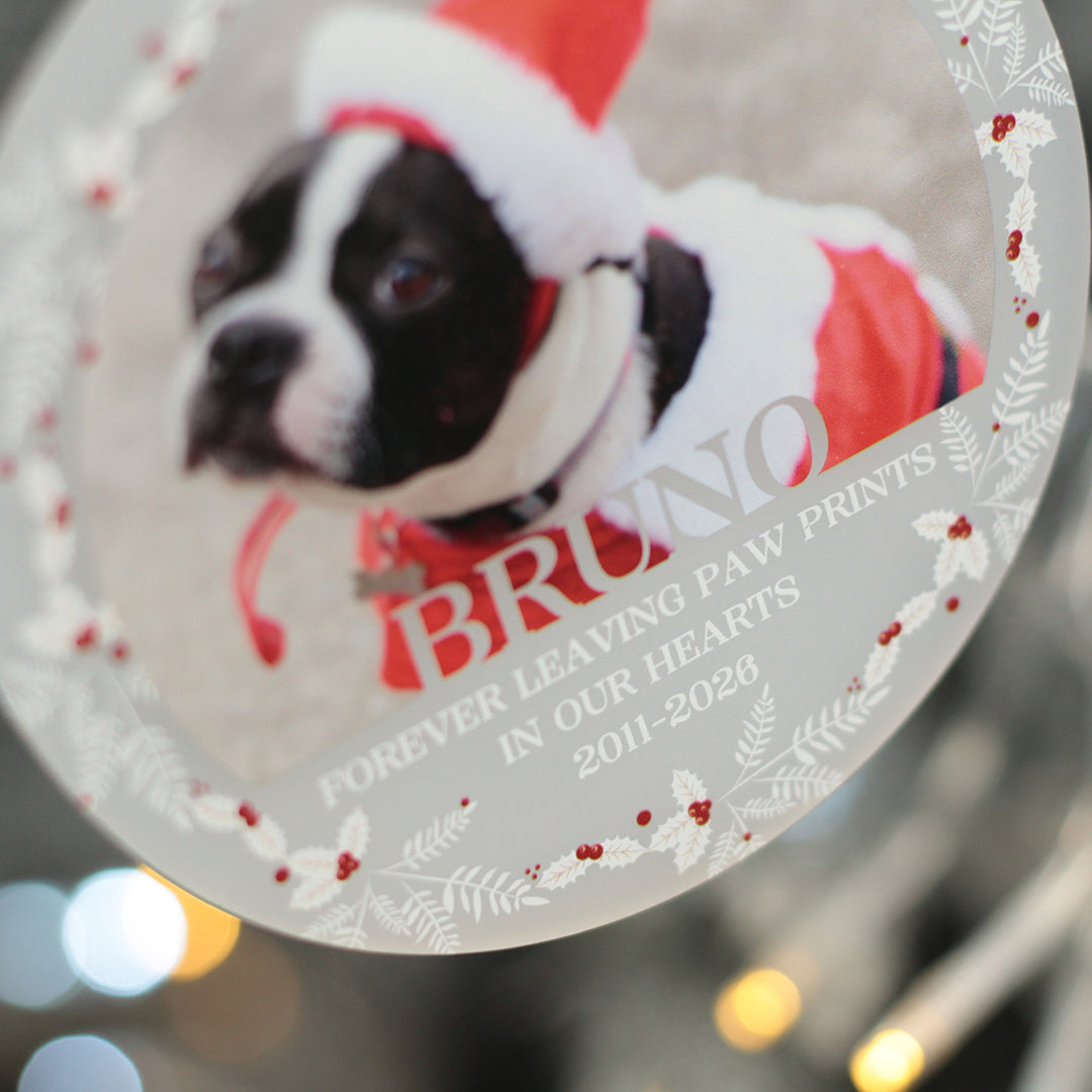 Pet Memorial Photo Frosted Acrylic Christmas Tree Decoration