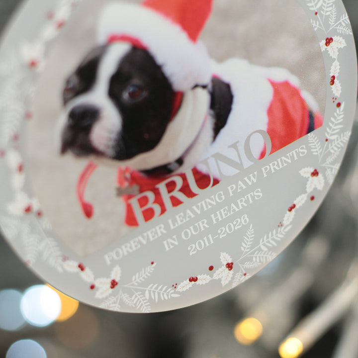 Pet Memorial Photo Frosted Acrylic Christmas Tree Decoration