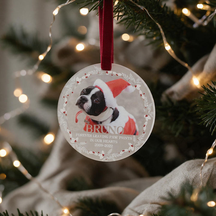 Pet Memorial Photo Frosted Acrylic Christmas Tree Decoration