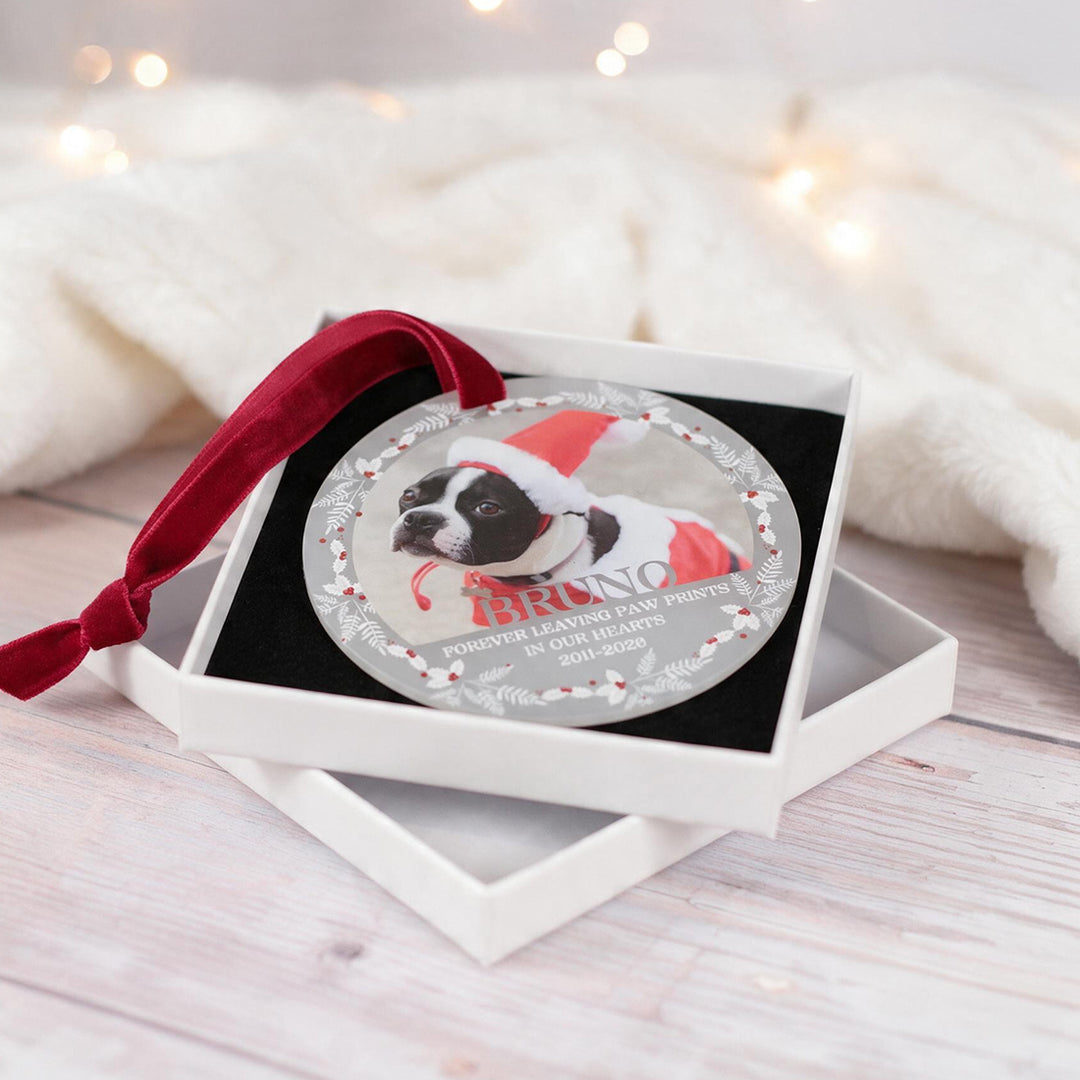 Pet Memorial Photo Frosted Acrylic Christmas Tree Decoration