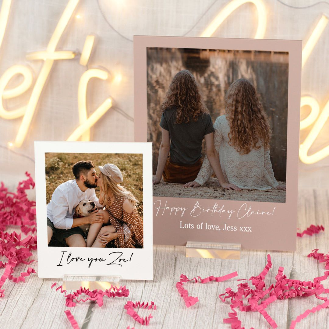 Polaroid Photo and Message Keepsake Sign with Stand