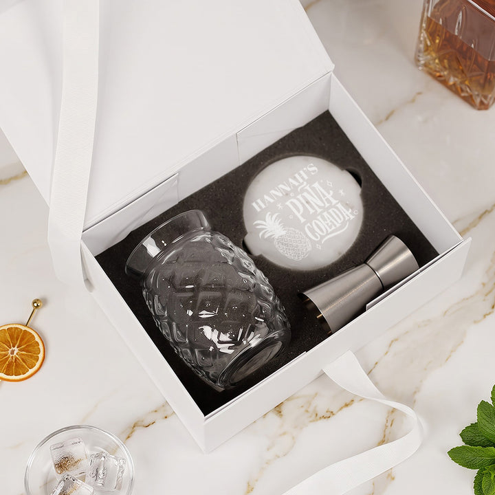 Pina Colada Pineapple glass gift boxed set
