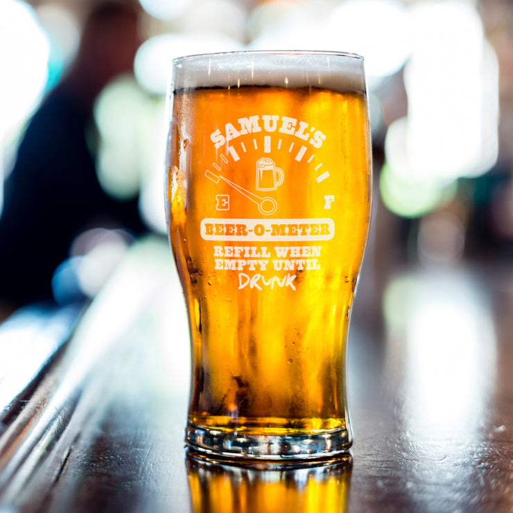 Beer-o-meter Engraved Pint Glass and Gift Set