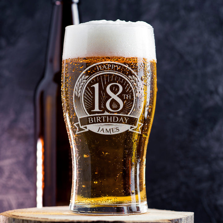Happy Birthday Any Age Engraved Pint Glass-Love Lumi Ltd