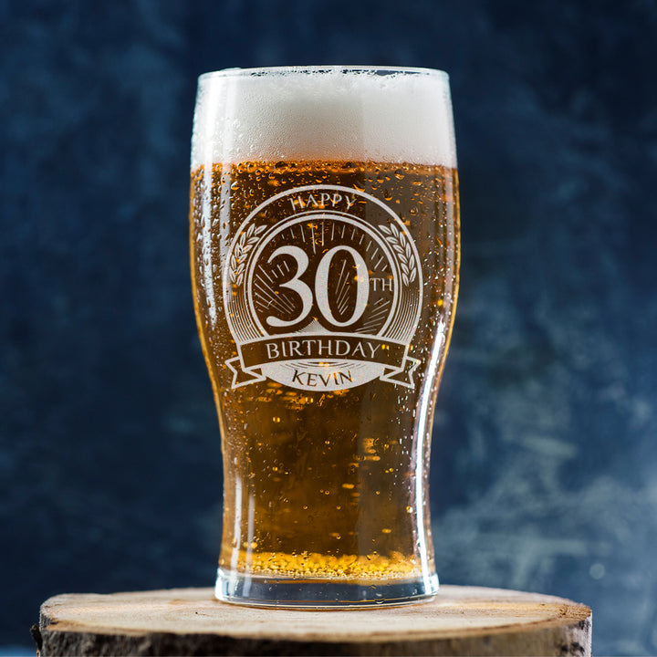 Happy 30th Birthday Engraved Pint Glass