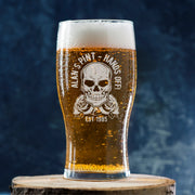 Personalised Skull and Roses Pint Glass-Love Lumi Ltd