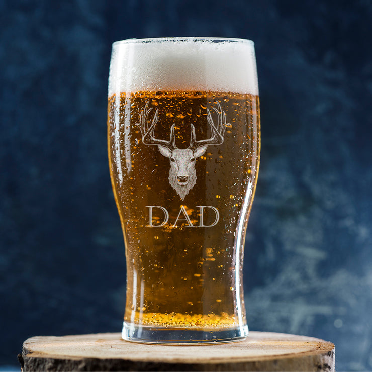 Personalised Stag Pint Glass-Love Lumi Ltd