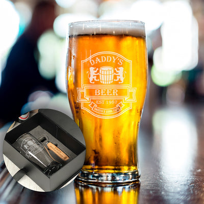 Personalised Beer Label Pint Glass-Love Lumi Ltd