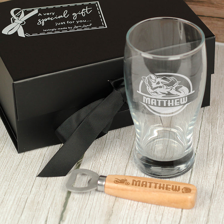 Personalised Motorcycle Beer Pint Glass-Love Lumi Ltd