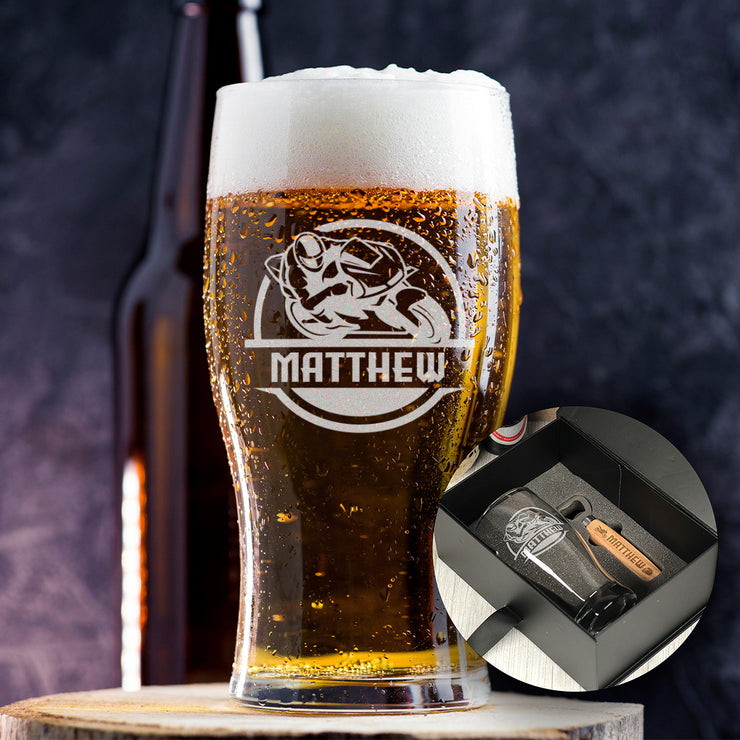 Personalised Motorcycle Beer Pint Glass-Love Lumi Ltd