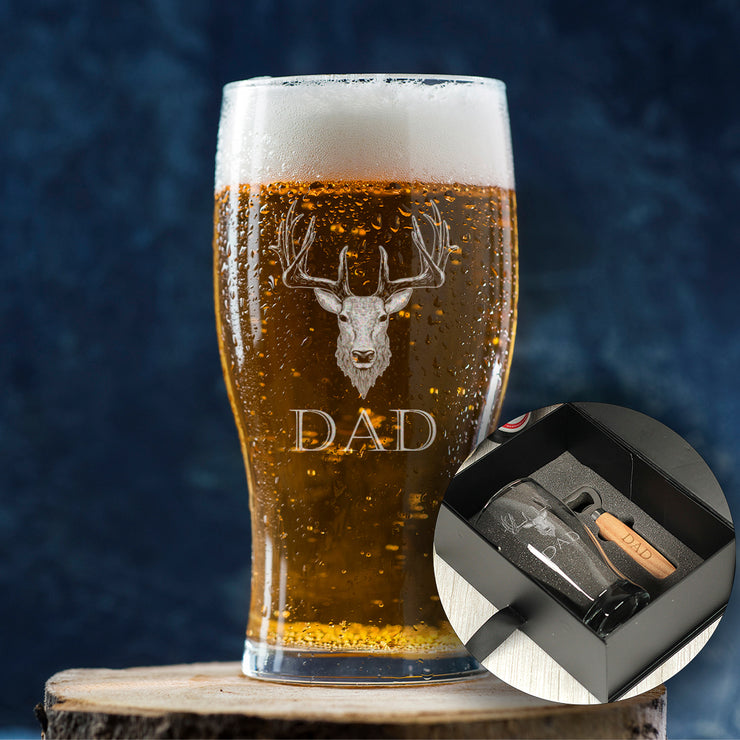 Personalised Stag Pint Glass-Love Lumi Ltd