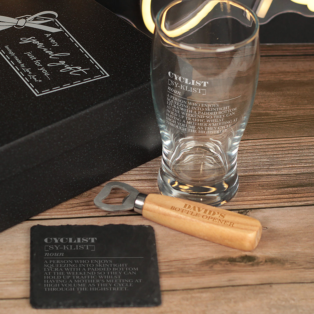 Cyclist Dictionary Definition Pint Glass-Love Lumi Ltd