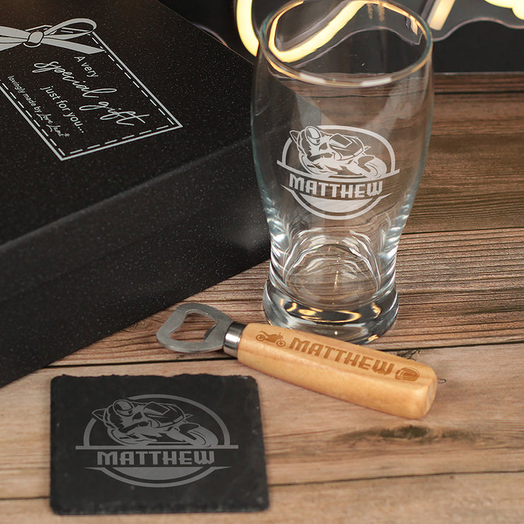 Personalised Motorcycle Beer Pint Glass-Love Lumi Ltd