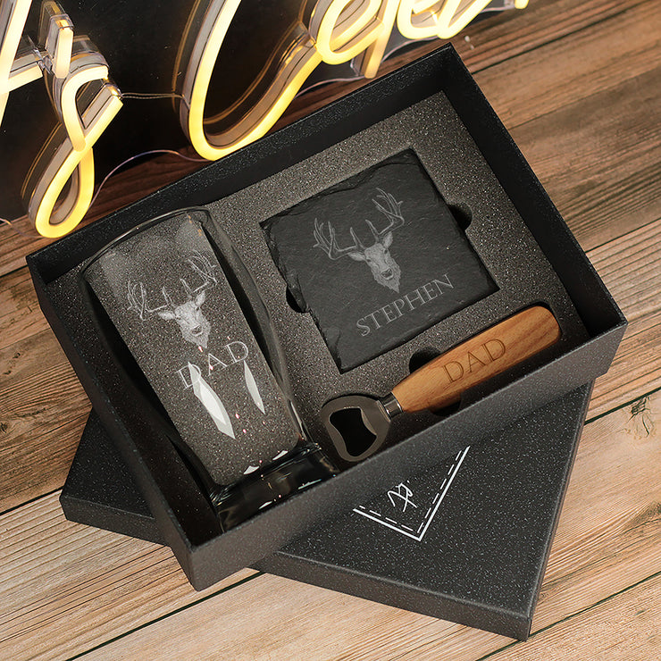 Personalised Stag Pint Glass-Love Lumi Ltd