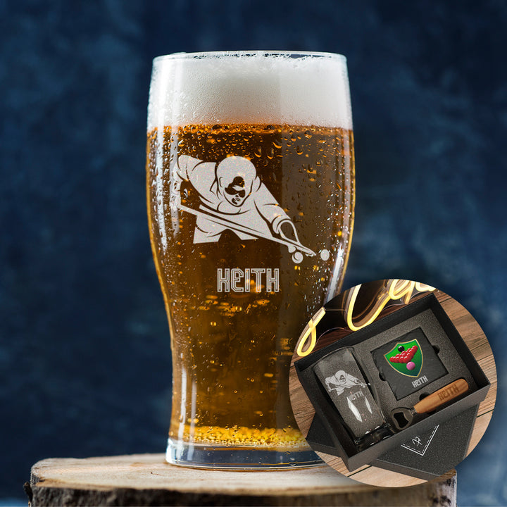 Snooker Engraved Pint Glass