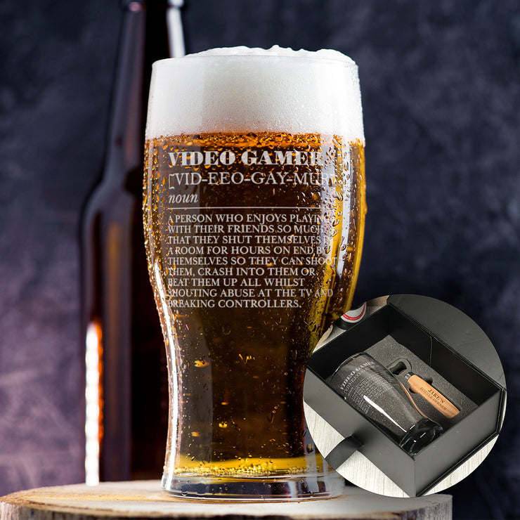 Video Gamer Dictionary Definition Pint Glass-Love Lumi Ltd