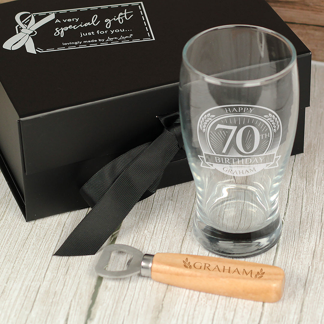 Happy 70th Birthday Engraved Pint Glass