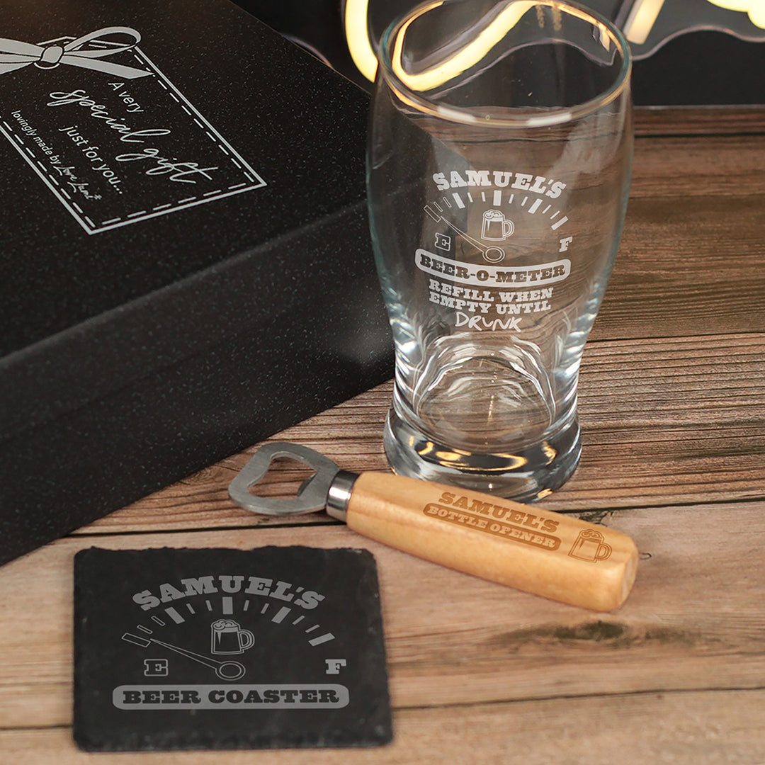 Beer-o-meter Pint Glass Boxed Gift Set