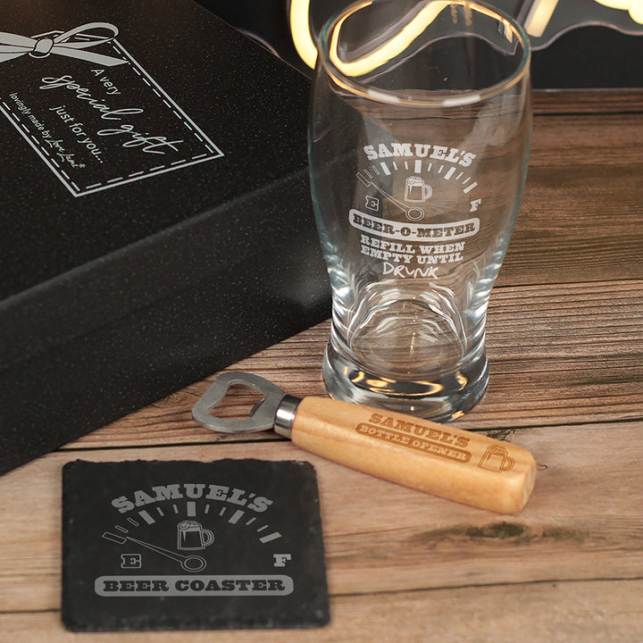 Beer-o-meter Pint Glass Boxed Gift Set
