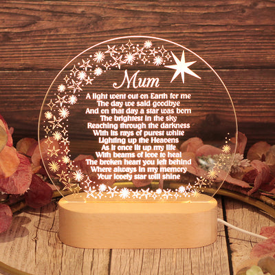 Personalised Name and Poem Wooden Base Night Light Lamp