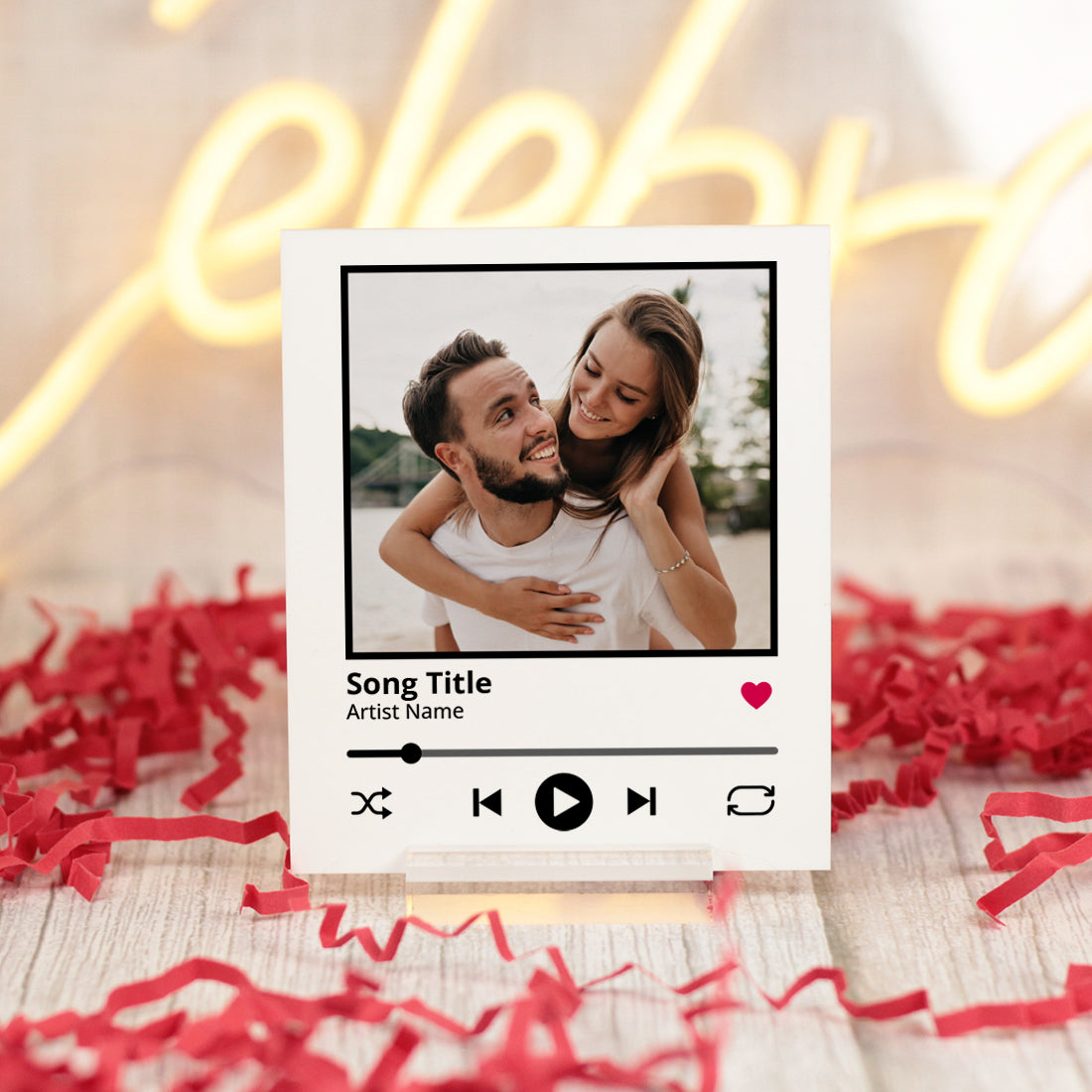 Polaroid Photo and Song Keepsake Sign with Stand