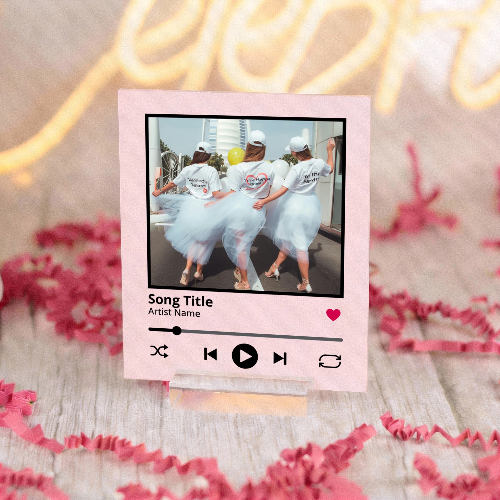 Polaroid Photo and Song Keepsake Sign with Stand