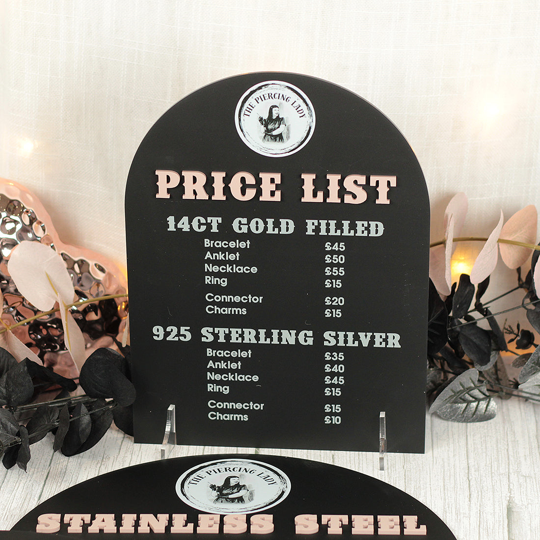 Custom Branded Business Price List Acrylic Sign