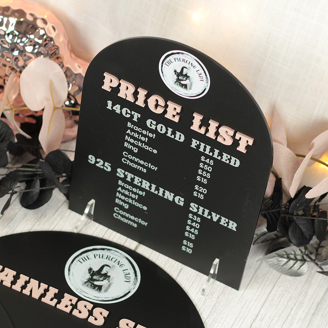 Custom Branded Business Price List Acrylic Sign