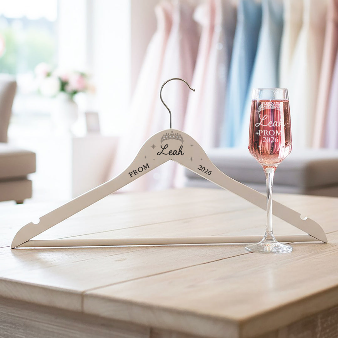 Prom Dress Diamante Embellished Hanger and Champagne Flute
