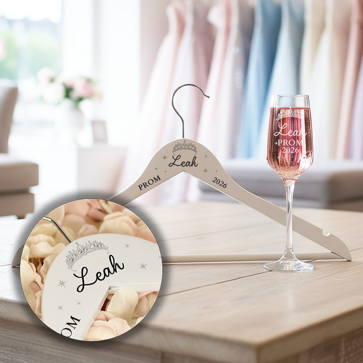 Prom Dress Diamante Embellished Hanger and Champagne Flute