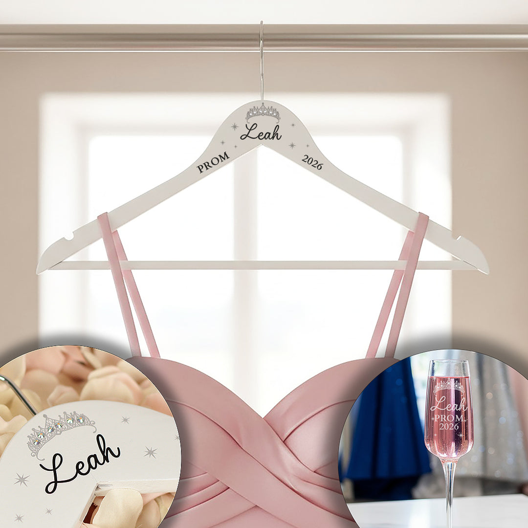 Prom Dress Diamante Embellished Hanger and Champagne Flute