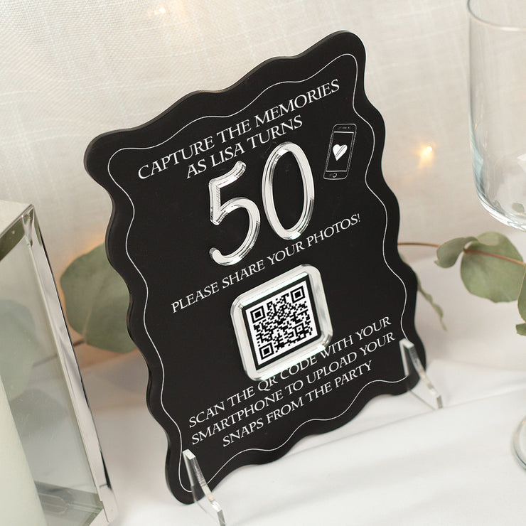 Acrylic QR Code Wavy 3D Birthday Party Photo Sign