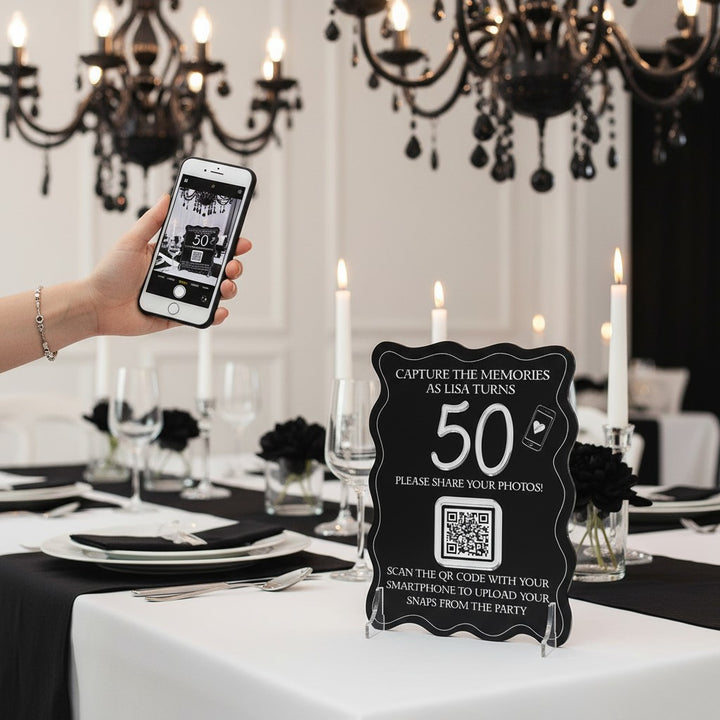 Acrylic QR Code Wavy 3D Birthday Party Photo Sign