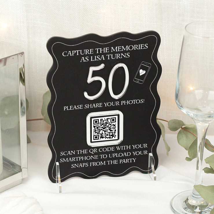 Acrylic QR Code Wavy 3D Birthday Party Photo Sign