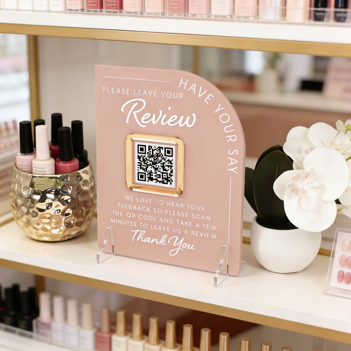 Modern Arch Acrylic Business Review QR Code Sign