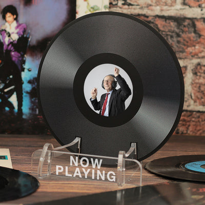 Personalised Any Photo 'Now Playing' Vinyl Record Holder Acrylic Stand