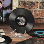 Personalised Any Photo 'Now Playing' Vinyl Record Holder Acrylic Stand