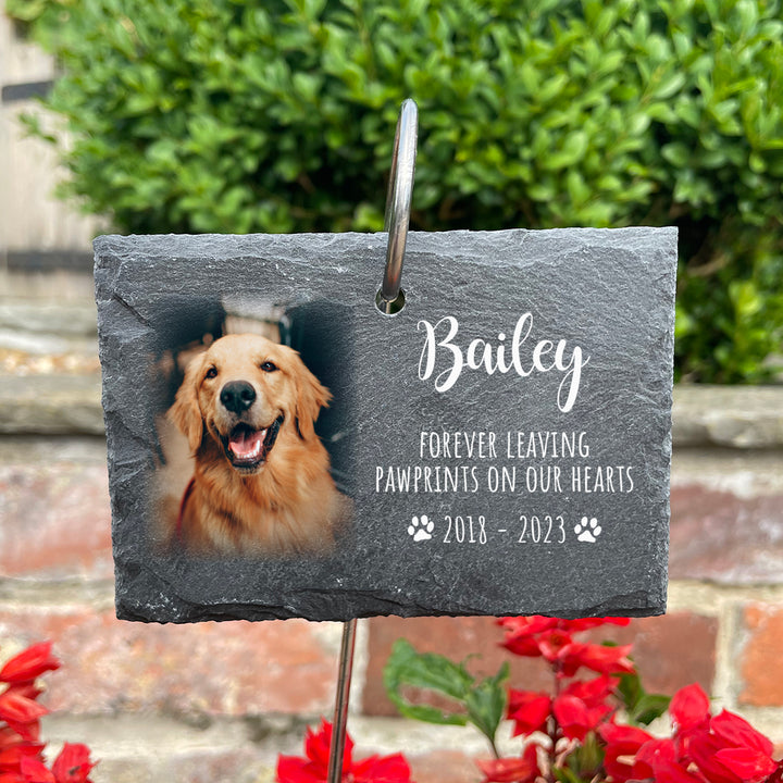 Pet Memorial Photo Printed Garden Slate Tag Wire Holder-Love Lumi Ltd