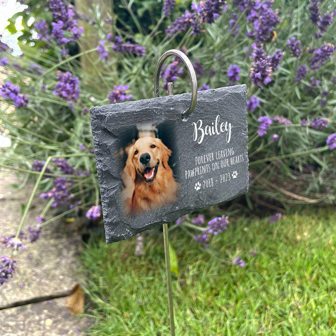 Pet Memorial Photo Printed Garden Slate Tag Wire Holder-Love Lumi Ltd